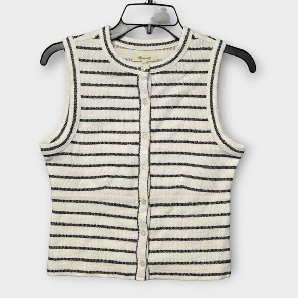 MADEWELL Split-Crewneck Cardigan Tank Top in Lighthouse NWT - Picture 3 of 8